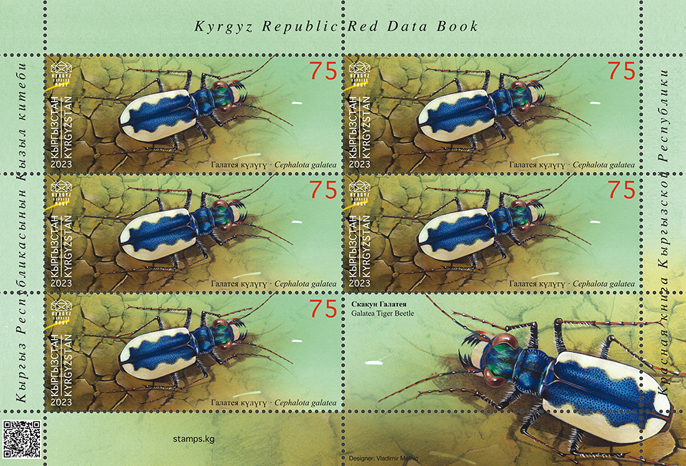 Galatea Tiger Beetle stamp minisheet
