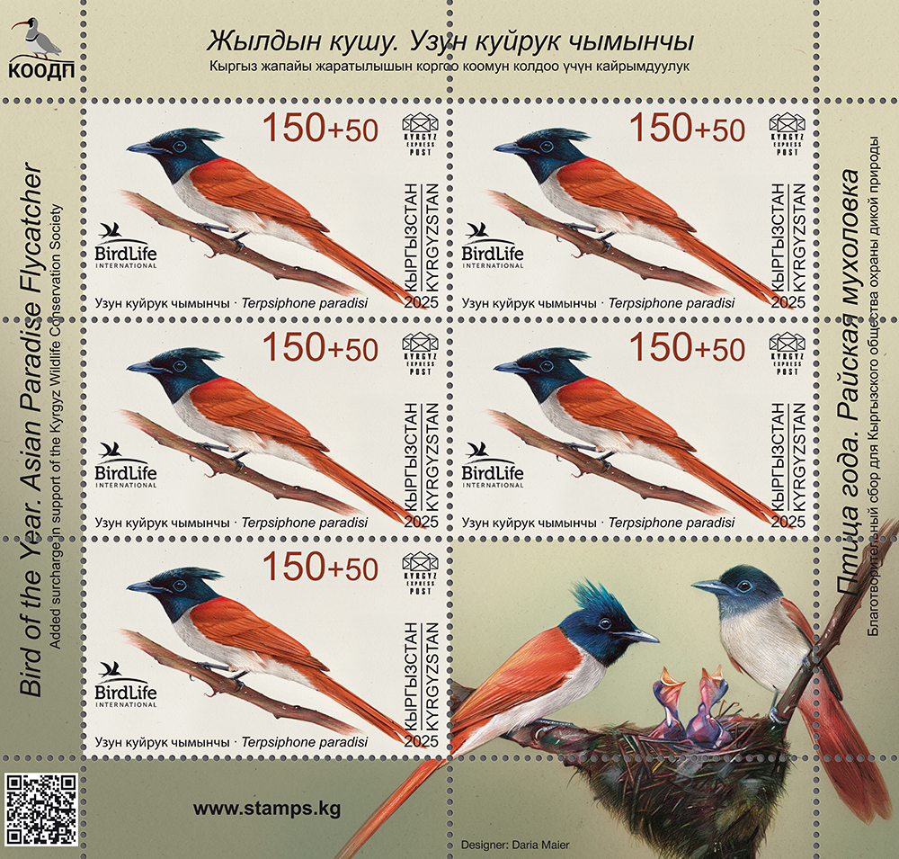 Asian paradise flycatcher minisheets